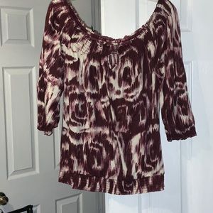 Burgundy/purple tie dye off shoulder blouse